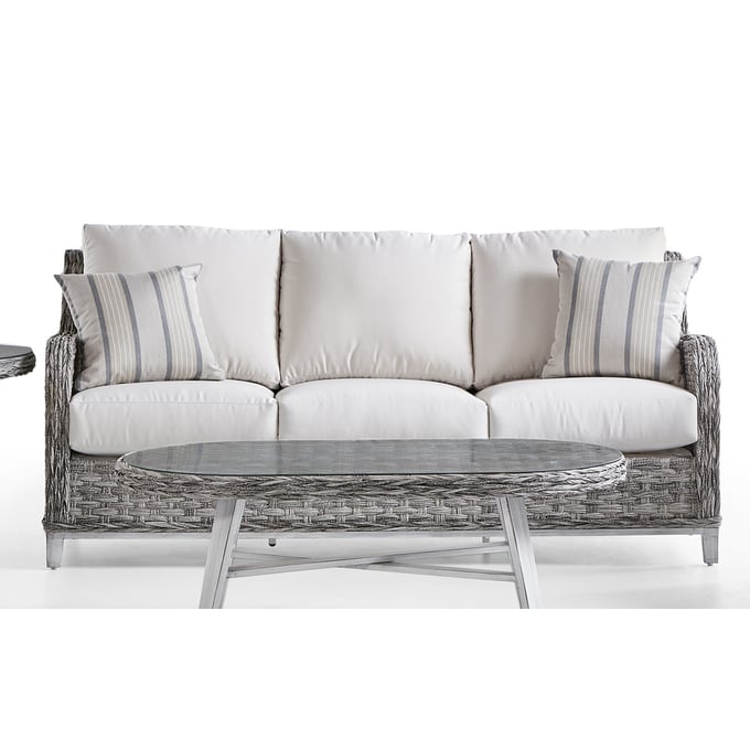 South Sea Grand Isle Gray Canvas Cushion Sofa SSEA-77403-SGR-D6311