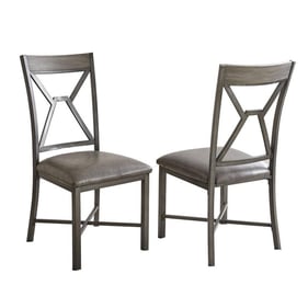 2 Steve Silver Alamo Gray PU Side Chairs