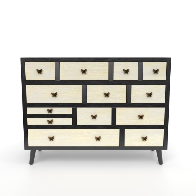 Steve Silver Papillon Black 13 Drawers Sideboard SSF-AP460SB