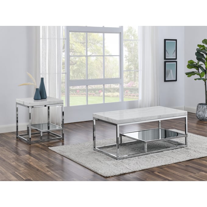 Steve Silver Aston White 3pc Coffee Table Set SSF-AS200W-OCT-S1