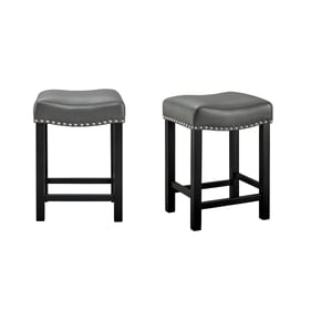 2 Steve Silver Aspen Ebony Gray PU Counter Stools