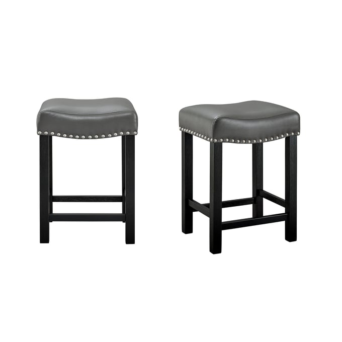 2 Steve Silver Aspen Ebony Gray PU Counter Stools SSF-AS380CS