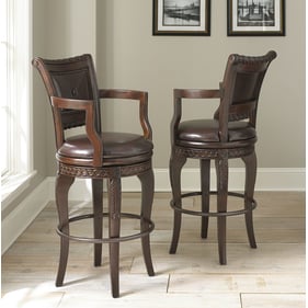 2 Steve Silver Antoinette Cherry PU Swivel Bar Chairs