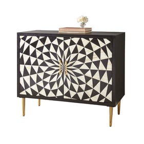 Steve Silver Benzara Black White 2 Door Bone Inlay Sideboard