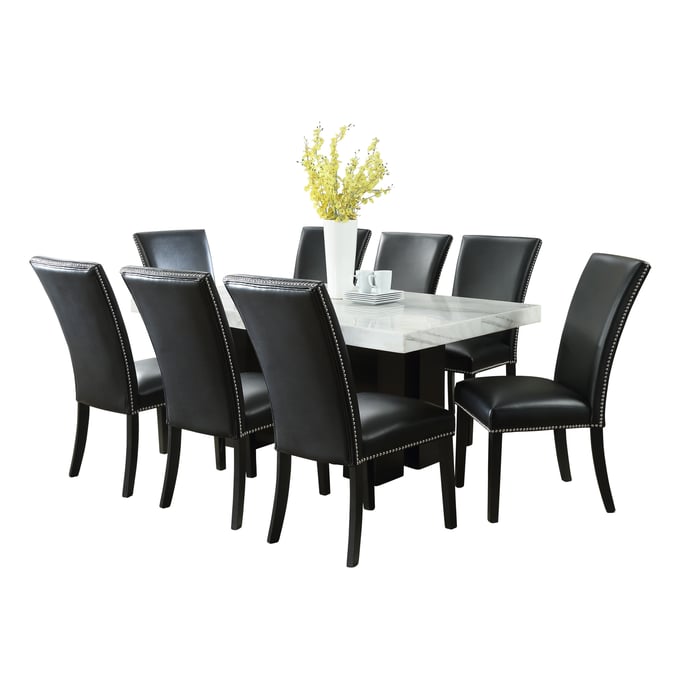 Steve Silver Camila White Black 9pc Dining Set SSF-CM420-D9PC-WK