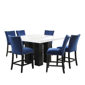 Steve Silver Camila White Blue 7pc Counter Height Set