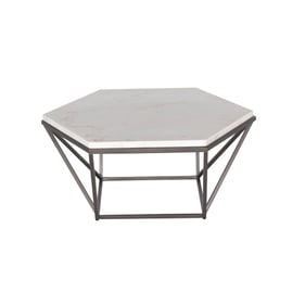 Steve Silver Corvus White Marble Top Hexagon Cocktail Table