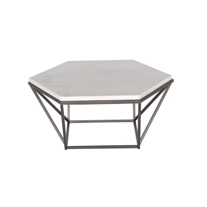 Steve Silver Corvus White Marble Top Hexagon Cocktail Table SSF-CV200C