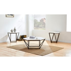 Steve Silver Corvus White Marble Hexagon 3pc Coffee Table Set