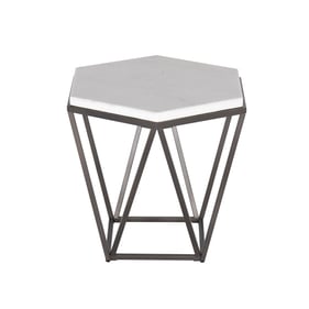 Steve Silver Corvus White Marble Top Hexagon End Table