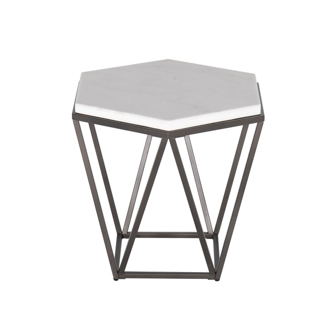 Steve Silver Corvus White Marble Top Hexagon End Table SSF-CV200E