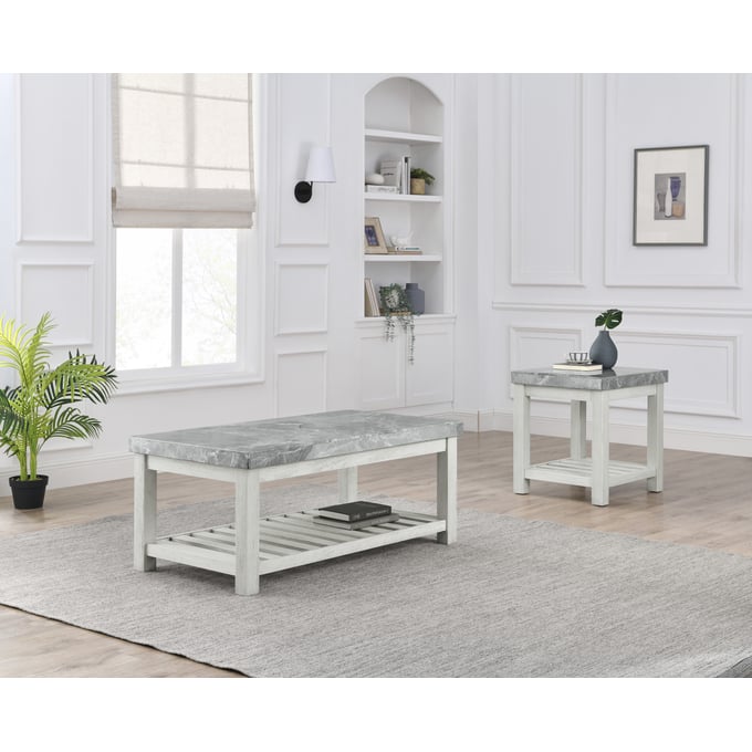 Steve Silver Canova Cathedral White 3pc Coffee Table Set SSF-CV700-OCT-S1