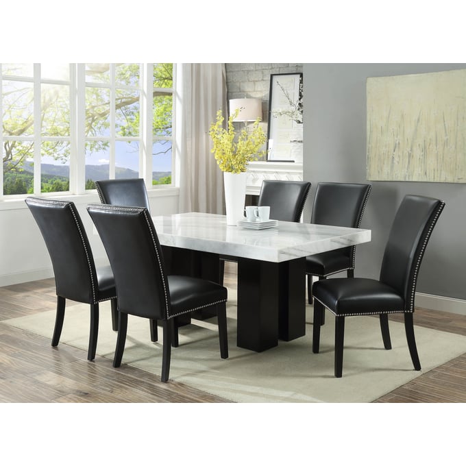 Steve Silver Camila White Black Rectangle 7pc Dining Set SSF-CM420WB-DR-S1