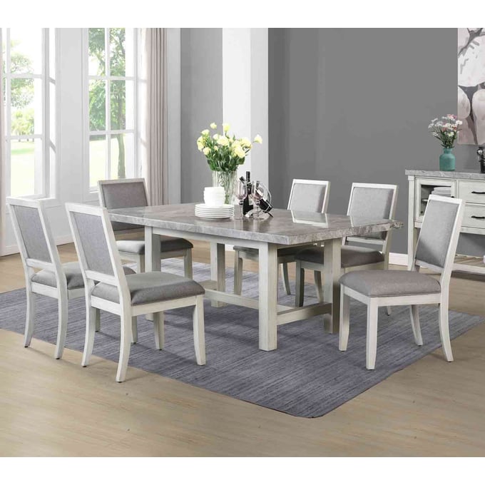 Steve Silver Canova Antique White Gray 7pc Dining Room Set SSF-CV500-DR-S1