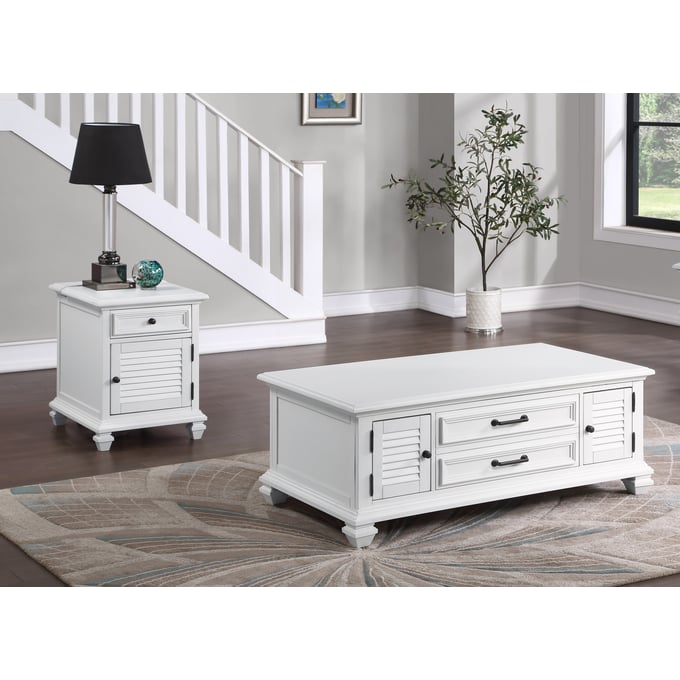 Steve Silver Charlestown White Storage 3pc Coffee Table Set SSF-CT100-OCT-S2