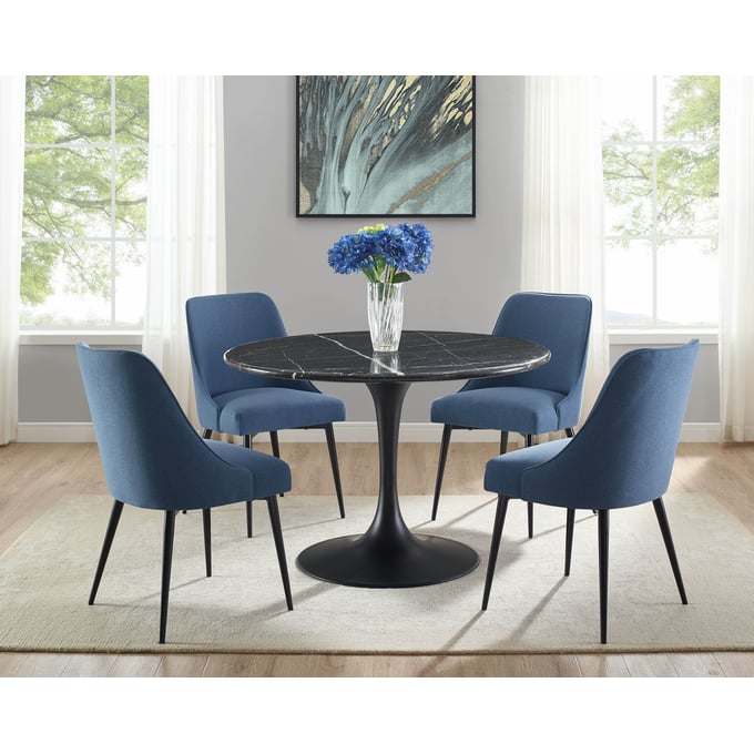 Steve Silver Colfax Navy 5pc Dining Room Set with Black Table SSF-CF450KDB-DR-S2