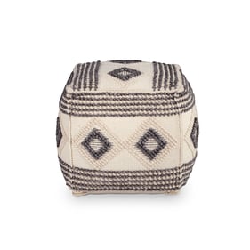 Steve Silver Dalia Beige Square Handwoven Woolen Pouf