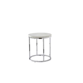 Steve Silver Echo Chrome White Marble Top Round End