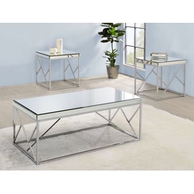 Steve Silver Evelyn Silver Chrome 3pc Coffee Table Set