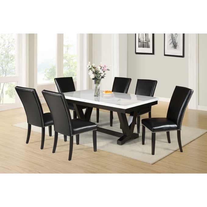 Steve Silver Finley Ebony White 7pc Dining Room Set SSF-FL500-DR-S1