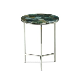 Steve Silver Foster Chrome Greenjasper Top Chairside Accent End Table