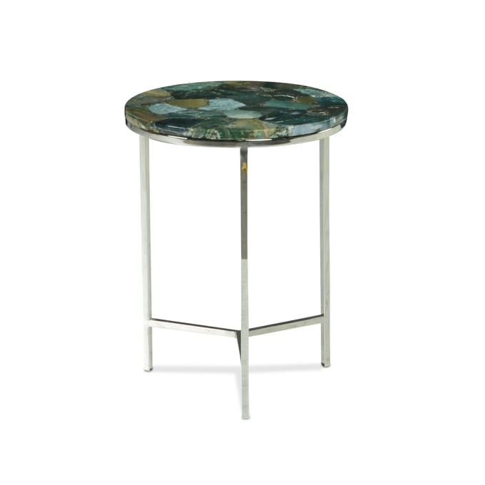 Steve Silver Foster Chrome Greenjasper Top Chairside Accent End Table SSF-FT140EC