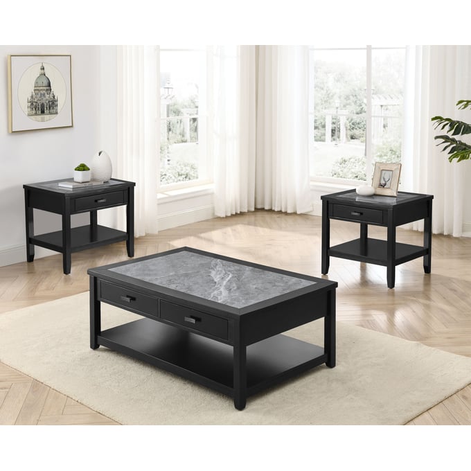 Steve Silver Garvine Ebony Gray 3pc Coffee Table Set SSF-GV100-2E-3PC