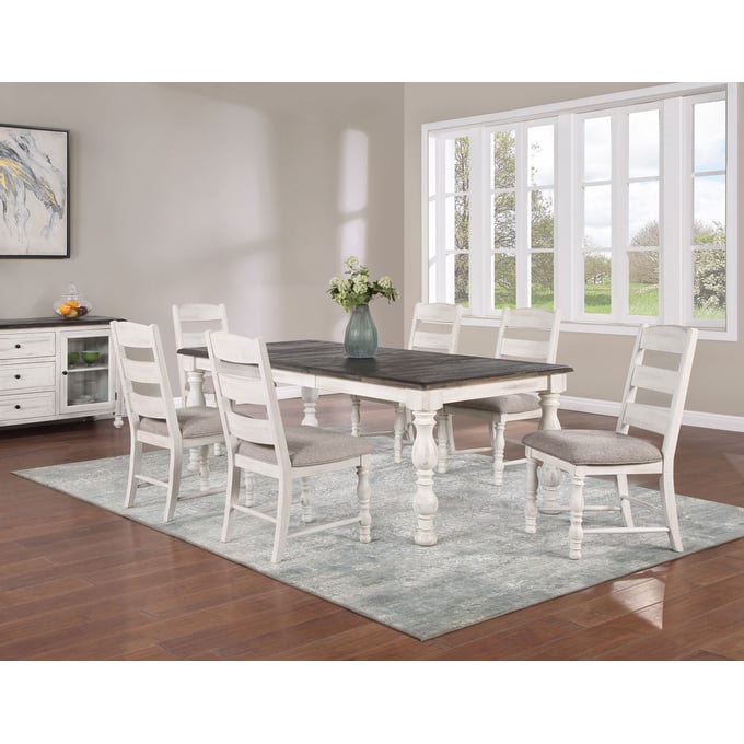 Steve Silver Heston Weathered White Brown 7pc Dining Room Set SSF-HN700-DR-S2