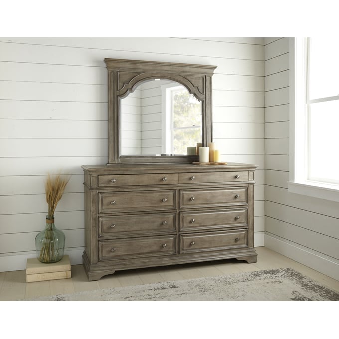 Steve Silver Highland Park Waxed Driftwood Dresser and Mirror SSF-HP900DRMRD