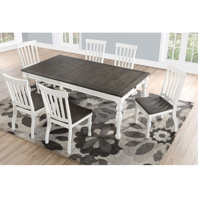 Steve Silver Joanna Ivory Charcoal 7pc Dining Room Set SSF-JA500TS7pc