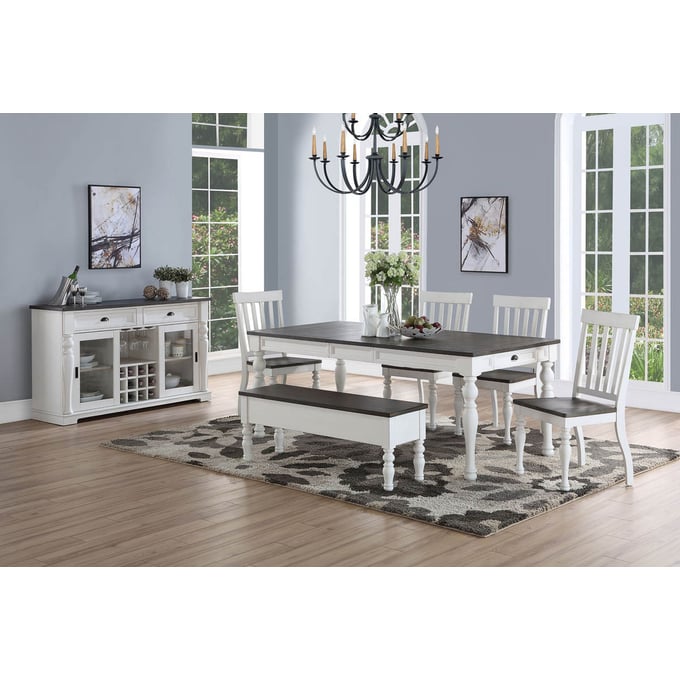 Steve Silver Joanna Ivory Charcoal 6pc Dining Room Set SSF-JA500TSBN6pc