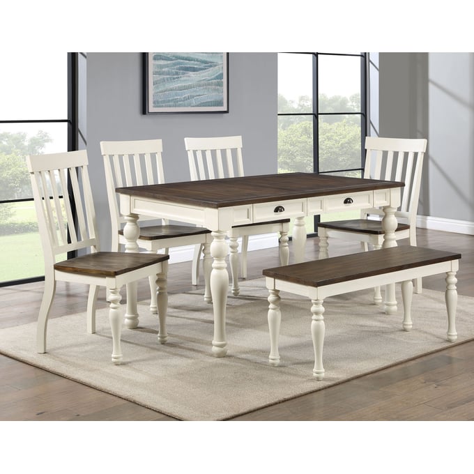 Steve Silver Joanna Ivory Mocha 6pc Dining Room Set SSF-JA600-DR-S1