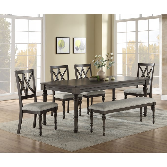 Steve Silver Linnett Oatmeal Dusty Brown 6pc Dining Room Set SSF-LT500-DR-S1