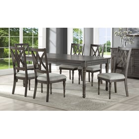 Steve Silver Linnett Oatmeal Dusty Brown 7pc Dining Room Set with Cross Bac...