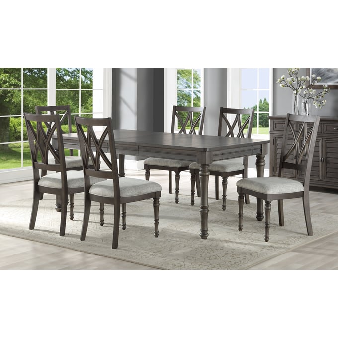 Steve Silver Linnett Oatmeal Dusty Brown 7pc Dining Room Set with Cross Back Chairs SSF-LT500-DR-S3