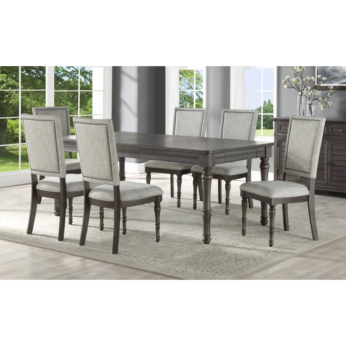 Steve Silver Linnett Oatmeal Dusty Brown 7pc Dining Room Set with Upholstered Chairs SSF-LT500-DR-S4