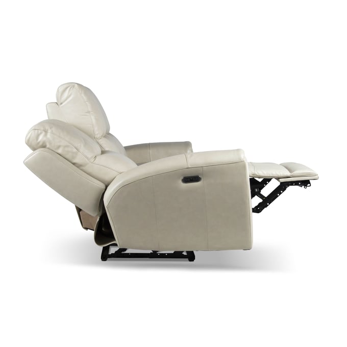 Armen Living Claude Dual Power Headrest and Lumbar Support Recliner Chair in Light Grey Genuine Leather