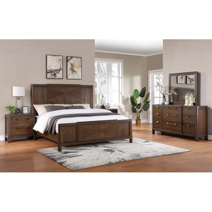 Steve Silver Milan Brown Walnut 4pc Bedroom Set with Queen Bed SSF-MN900-BR-S4