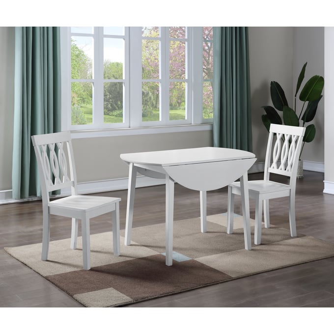 Steve Silver Naples Antiqued White Drop Leaf 3pc Dining Set SSF-NA500-DR-S2