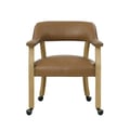 Rylie Dining Sand PU Arm Chair w/Caster