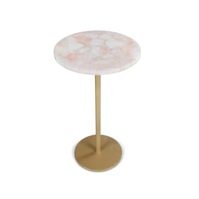 Steve Silver Rosie Gold Brass Rose Quartz Top Chairside Accent End Table