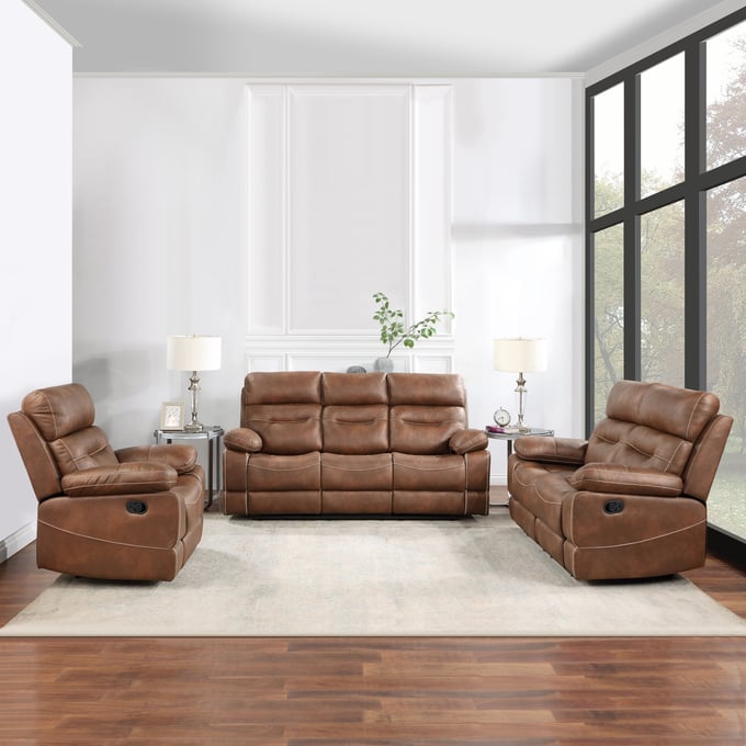 Steve Silver Rudger Chestnut Brown 3pc Living Room Set SSF-RUD800-LR-S1