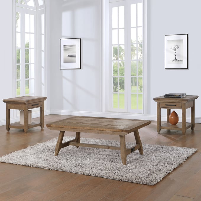 Steve Silver Riverdale Driftwood 3pc Coffee Table Set SSF-RV100-OCT-S1