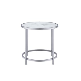 Steve Silver Rayne Chrome Faux Marble Top Round End