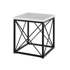 Steve Silver Skyler Black White Marble Top Square End Table