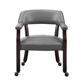 Steve Silver Tournament Medium Cherry Gray Arm Chair with Casters