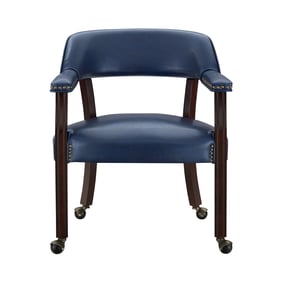 Steve Silver Tournament Medium Cherry Navy Arm Chair with Casters