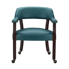 Steve Silver Tournament Medium Cherry Teal Arm Chair with Casters