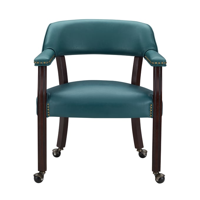 Steve Silver Tournament Medium Cherry Teal Arm Chair with Casters SSF-TU500AT