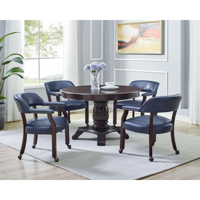 Steve Silver Tournament Cherry Navy 5pc Dining Room Set SSF-TU5050T-DR-S4